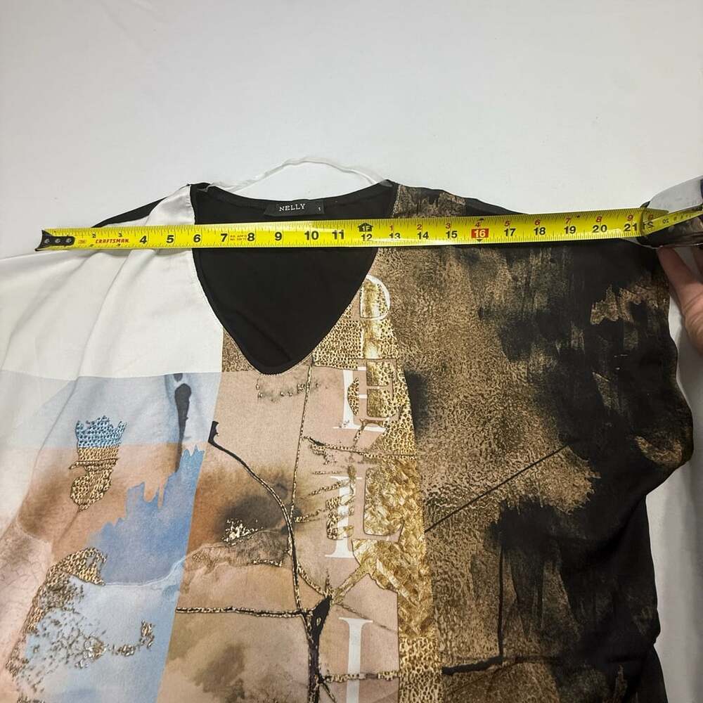 NELLY V-Neck Top Size 1 Multicolored Graphic Print - Picture 5 of 8